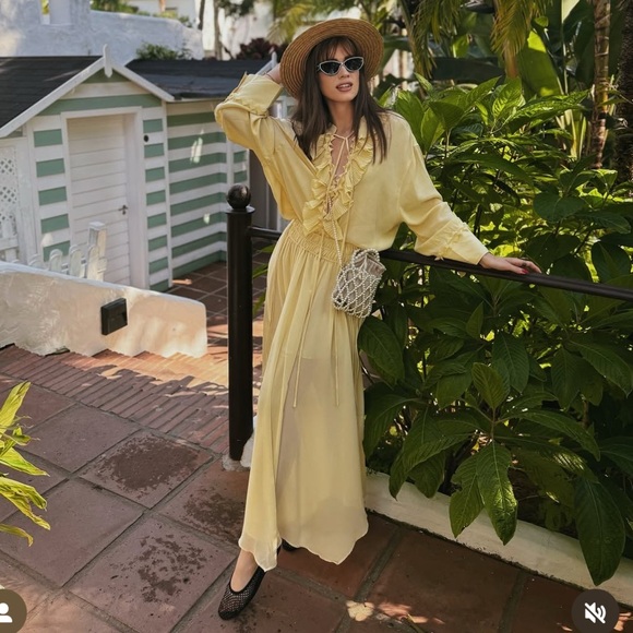 H&M S/S 2025 The STUDIO Chiffon Circle Skirt in Pale Yellow sz 2 - Picture 2 of 10